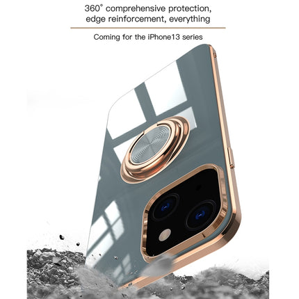6D Electroplating Full Coverage Silicone Protective Case with Magnetic Ring Holder For iPhone 13 Pro Max(Light Pink)-garmade.com