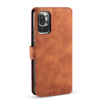 For Xiaomi Redmi Note 10 5G DG.MING Retro Oil Side Horizontal Flip Leather Case with Holder & Card Slots & Wallet(Brown)-garmade.com