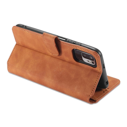 For Xiaomi Redmi Note 10 5G DG.MING Retro Oil Side Horizontal Flip Leather Case with Holder & Card Slots & Wallet(Brown)-garmade.com