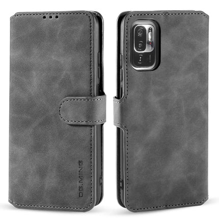 For Xiaomi Redmi Note 10 5G DG.MING Retro Oil Side Horizontal Flip Leather Case with Holder & Card Slots & Wallet(Grey)-garmade.com