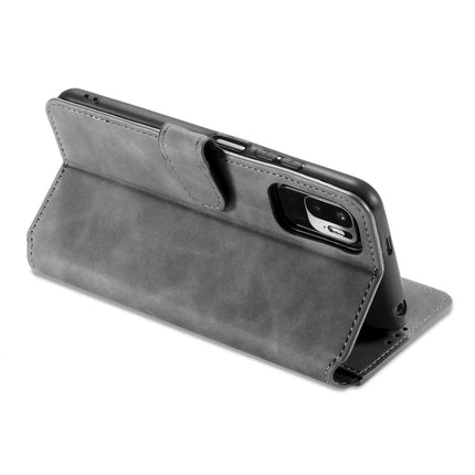 For Xiaomi Redmi Note 10 5G DG.MING Retro Oil Side Horizontal Flip Leather Case with Holder & Card Slots & Wallet(Grey)-garmade.com