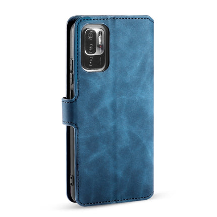 For Xiaomi Redmi Note 10 5G DG.MING Retro Oil Side Horizontal Flip Leather Case with Holder & Card Slots & Wallet(Blue)-garmade.com