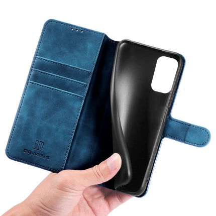 For Xiaomi Redmi Note 10 5G DG.MING Retro Oil Side Horizontal Flip Leather Case with Holder & Card Slots & Wallet(Blue)-garmade.com