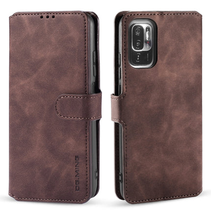 For Xiaomi Redmi Note 10 5G DG.MING Retro Oil Side Horizontal Flip Leather Case with Holder & Card Slots & Wallet(Coffee)-garmade.com