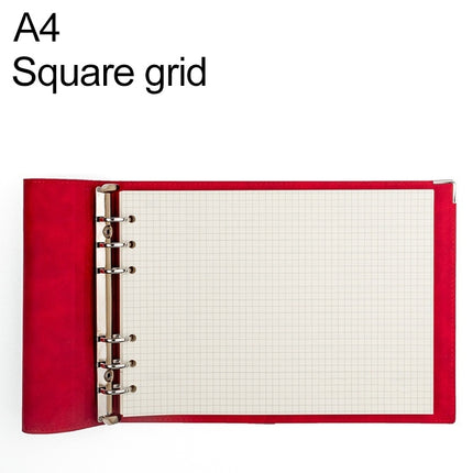 A4 Faux Leather Loose-leaf Grid Notebook, Style:Checkered Core(Red)-garmade.com