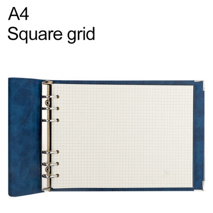A4 Faux Leather Loose-leaf Grid Notebook, Style:Checkered Core(Blue)-garmade.com