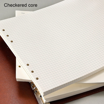 A4 Faux Leather Loose-leaf Grid Notebook, Style:Checkered Core(Brown)-garmade.com