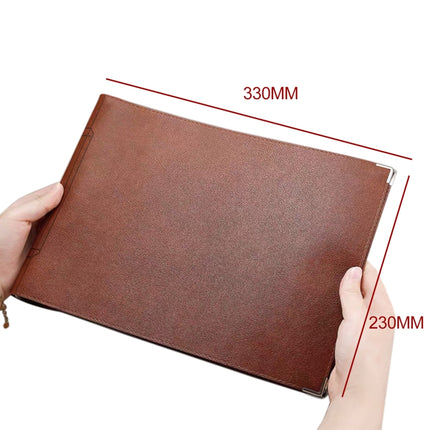 A4 Faux Leather Loose-leaf Grid Notebook, Style:Blank Inner Core(Brown)-garmade.com