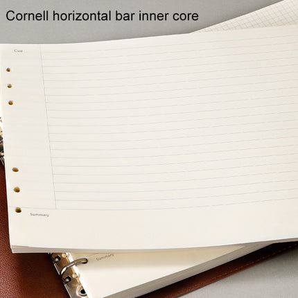 A4 Faux Leather Loose-leaf Grid Notebook, Style:Cornell Horizontal Wire Inner Core(Red)-garmade.com