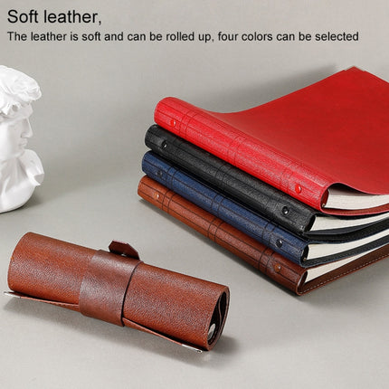 A4 Faux Leather Loose-leaf Grid Notebook, Style:Cornell Horizontal Wire Inner Core(Red)-garmade.com
