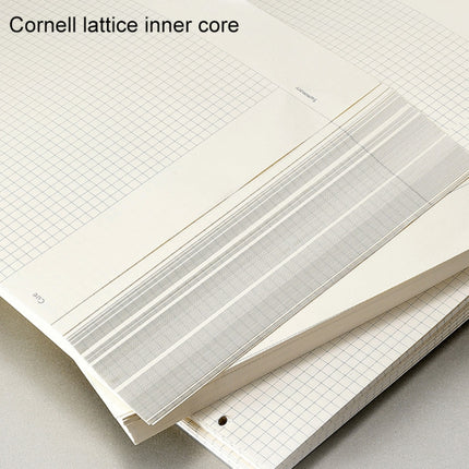 A4 Faux Leather Loose-leaf Grid Notebook, Style:Cornell Checkered Core(Black)-garmade.com