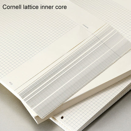 A4 Faux Leather Loose-leaf Grid Notebook, Style:Cornell Checkered Core(Red)-garmade.com