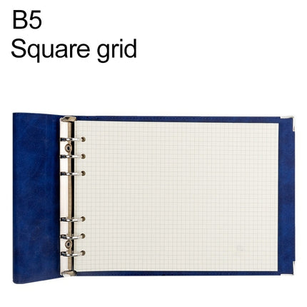 B5 Faux Leather Loose-leaf Grid Notebook, Style:Checkered Core(Blue)-garmade.com