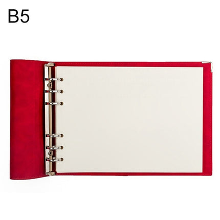 B5 Faux Leather Loose-leaf Grid Notebook, Style:Blank Inner Core(Red)-garmade.com
