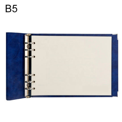 B5 Faux Leather Loose-leaf Grid Notebook, Style:Blank Inner Core(Blue)-garmade.com