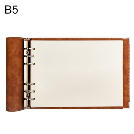 B5 Faux Leather Loose-leaf Grid Notebook, Style:Blank Inner Core(Brown)-garmade.com