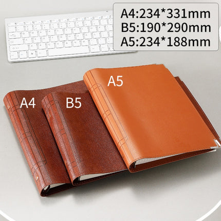 B5 Faux Leather Loose-leaf Grid Notebook, Style:Cornell Horizontal Wire Inner Core(Brown)-garmade.com