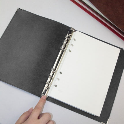 A5 Faux Leather Loose-leaf Grid Notebook, Style:Blank Inner Core(Black)-garmade.com