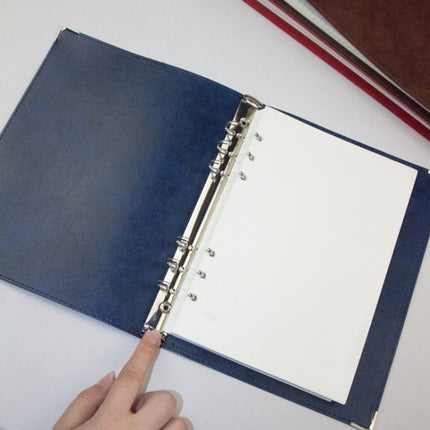 A5 Faux Leather Loose-leaf Grid Notebook, Style:Blank Inner Core(Blue)-garmade.com