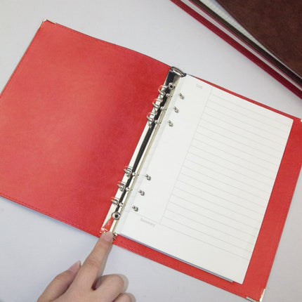 A5 Faux Leather Loose-leaf Grid Notebook, Style:Cornell Horizontal Wire Inner Core(Red)-garmade.com