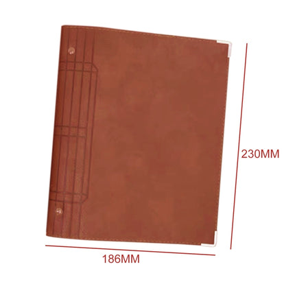 A5 Faux Leather Loose-leaf Grid Notebook, Style:Cornell Horizontal Wire Inner Core(Brown)-garmade.com