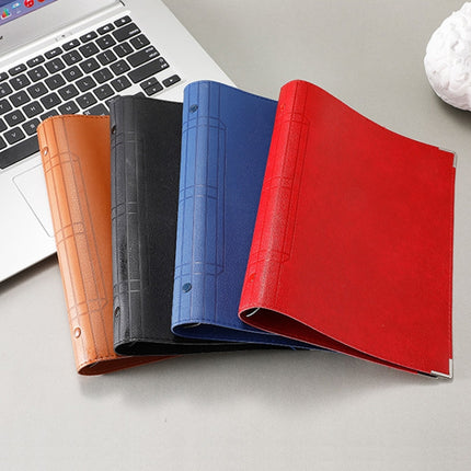 A5 Faux Leather Loose-leaf Grid Notebook, Style:Cornell Horizontal Wire Inner Core(Black)-garmade.com