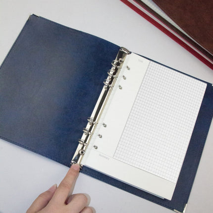 A5 Faux Leather Loose-leaf Grid Notebook, Style:Cornell Checkered Core(Blue)-garmade.com