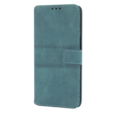 For Xiaomi Redmi Note 9 Pro Max Embossed Striped Magnetic Buckle PU + TPU Horizontal Flip Leather Case with Holder & Card Slot & Wallet & Photo Frame & Sling(Green)-garmade.com
