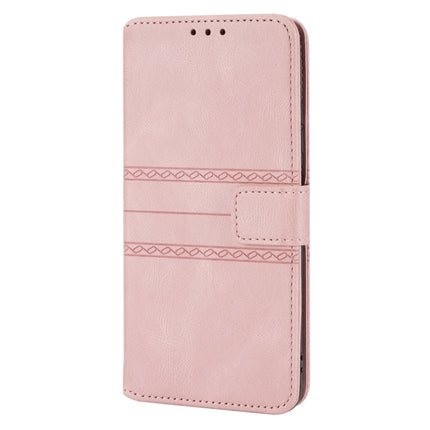 For Xiaomi Redmi Note 10 5G Embossed Striped Magnetic Buckle PU + TPU Horizontal Flip Leather Case with Holder & Card Slot & Wallet & Photo Frame & Sling(Pink)-garmade.com