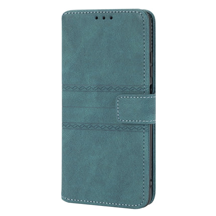For Xiaomi Redmi Note 10 5G Embossed Striped Magnetic Buckle PU + TPU Horizontal Flip Leather Case with Holder & Card Slot & Wallet & Photo Frame & Sling(Green)-garmade.com