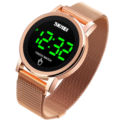 SKMEI 1668 Round Dial LED Digital Display Electronic Watch with Touch Luminous Button(Rose Gold)-garmade.com