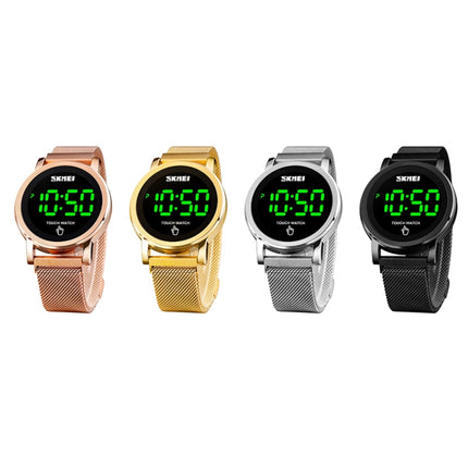 SKMEI 1668 Round Dial LED Digital Display Electronic Watch with Touch Luminous Button(Gold)-garmade.com