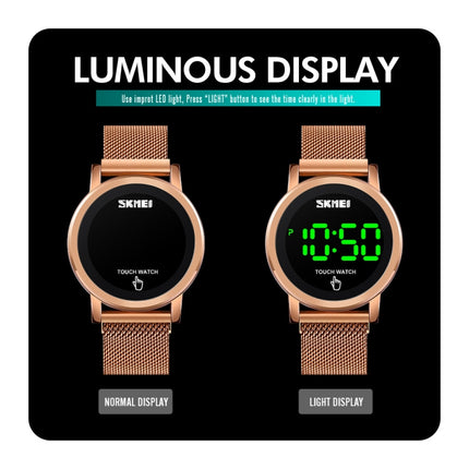 SKMEI 1668 Round Dial LED Digital Display Electronic Watch with Touch Luminous Button(Silver)-garmade.com