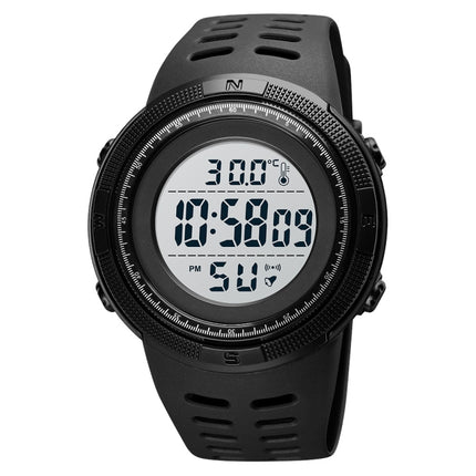 SKMEI 1681 Multifunctional LED Digital Display Luminous Electronic Watch, Support Body / Ambient Temperature Measurement(Black White)-garmade.com