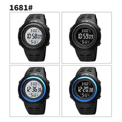 SKMEI 1681 Multifunctional LED Digital Display Luminous Electronic Watch, Support Body / Ambient Temperature Measurement(Blue Black)-garmade.com