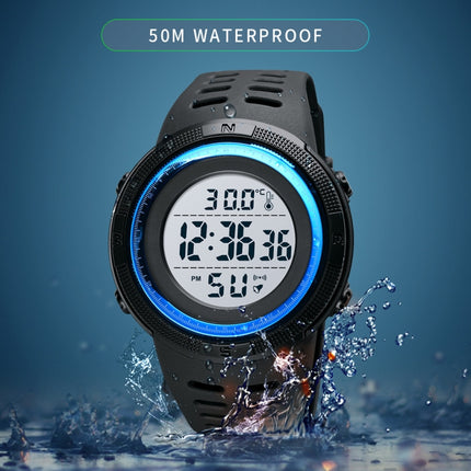 SKMEI 1681 Multifunctional LED Digital Display Luminous Electronic Watch, Support Body / Ambient Temperature Measurement(Blue Black)-garmade.com