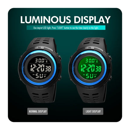 SKMEI 1681 Multifunctional LED Digital Display Luminous Electronic Watch, Support Body / Ambient Temperature Measurement(Black)-garmade.com