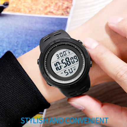 SKMEI 1681 Multifunctional LED Digital Display Luminous Electronic Watch, Support Body / Ambient Temperature Measurement(Blue Black)-garmade.com