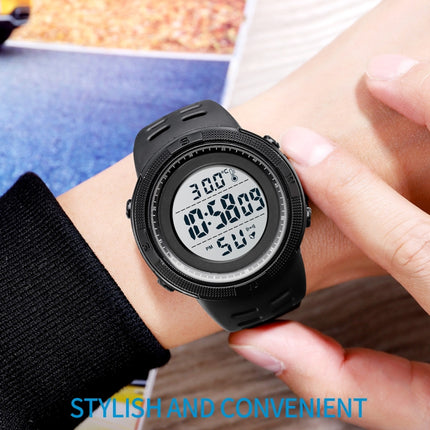 SKMEI 1681 Multifunctional LED Digital Display Luminous Electronic Watch, Support Body / Ambient Temperature Measurement(Black White)-garmade.com