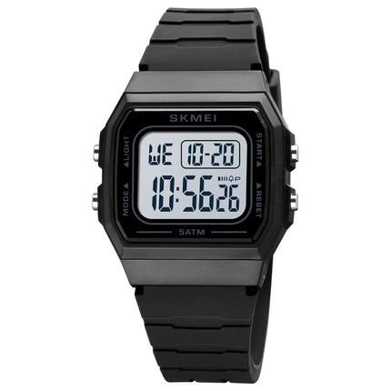 SKMEI 1683 Dual Time LED Digital Display Luminous Silicone Strap Electronic Watch(Black and White)-garmade.com