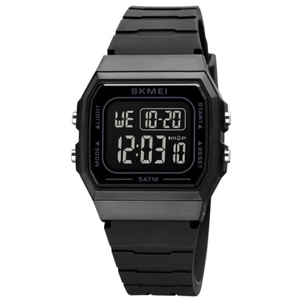 SKMEI 1683 Dual Time LED Digital Display Luminous Silicone Strap Electronic Watch(Black)-garmade.com