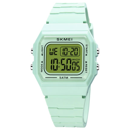 SKMEI 1683 Dual Time LED Digital Display Luminous Silicone Strap Electronic Watch(Light Green)-garmade.com