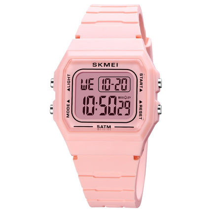 SKMEI 1683 Dual Time LED Digital Display Luminous Silicone Strap Electronic Watch(Pink)-garmade.com