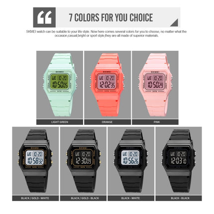 SKMEI 1683 Dual Time LED Digital Display Luminous Silicone Strap Electronic Watch(Orange)-garmade.com