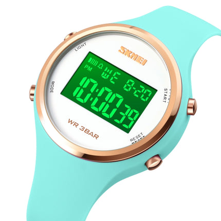 SKMEI 1720 Round Dial LED Digital Display Luminous Silicone Strap Electronic Watch(Light Green)-garmade.com