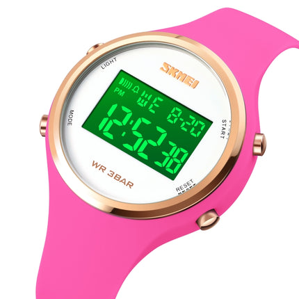 SKMEI 1720 Round Dial LED Digital Display Luminous Silicone Strap Electronic Watch(Rose Red)-garmade.com