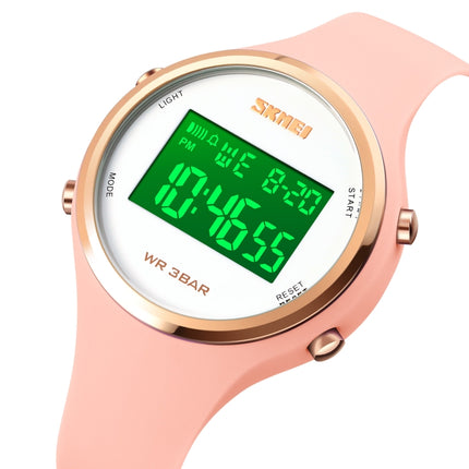 SKMEI 1720 Round Dial LED Digital Display Luminous Silicone Strap Electronic Watch(Pink)-garmade.com