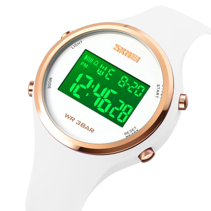 SKMEI 1720 Round Dial LED Digital Display Luminous Silicone Strap Electronic Watch(White)-garmade.com