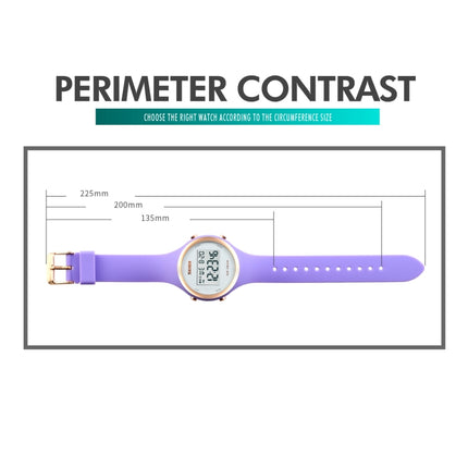 SKMEI 1720 Round Dial LED Digital Display Luminous Silicone Strap Electronic Watch(Purple)-garmade.com