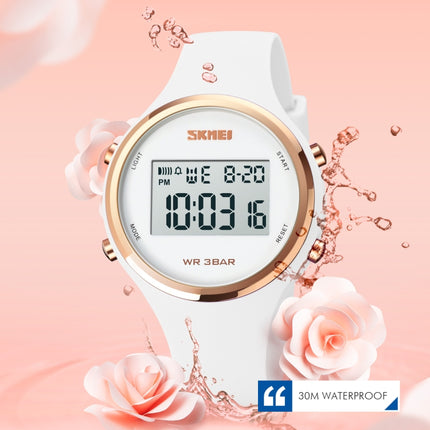 SKMEI 1720 Round Dial LED Digital Display Luminous Silicone Strap Electronic Watch(Rose Red)-garmade.com